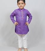 Purple Chanderi Full Sleeve kurta pajama for boys