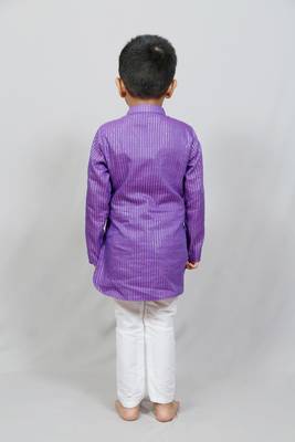 Purple Chanderi Full Sleeve kurta pajama for boys 2