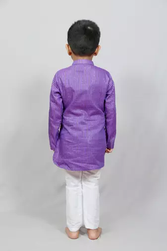 Purple Chanderi Full Sleeve kurta pajama for boys