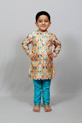 printed kurta and plain pant 1