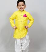 full sleeves yellow kurta with dhoti for boys