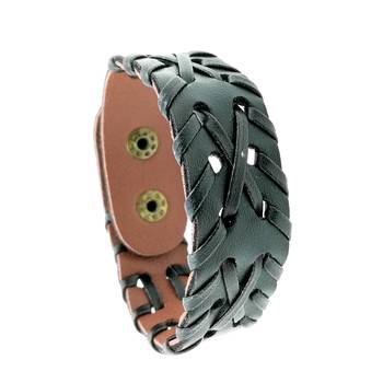 Saizen Hand-Woven Black & Brown Leather Bracelet For Men 1
