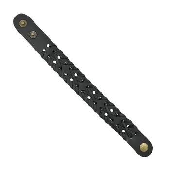 Saizen Hand-Woven Black & Brown Leather Bracelet For Men 3
