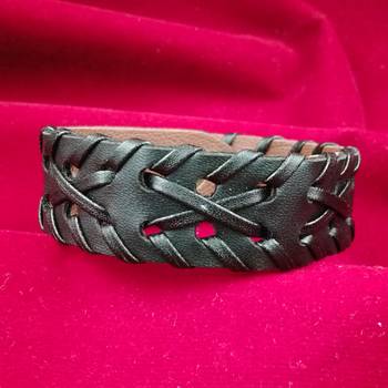 Saizen Hand-Woven Black & Brown Leather Bracelet For Men 5