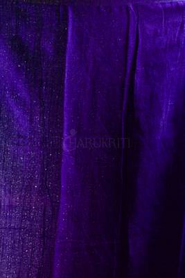 Pink And Purple Printed Cotton Blended Linen With Violet Border 3