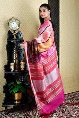 Multicolored Printed Cotton Blended Linen With Zari Border 2