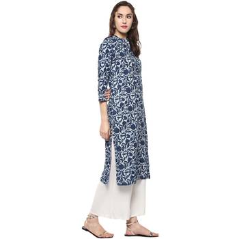 combo of cotton and rayon red and blue kurti 2