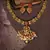 Flower Shape Laxmi Temple Zinc Necklace Ruby Colour Necklace Set