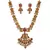 Flower Shape Laxmi Temple Zinc Necklace Ruby Colour Necklace Set