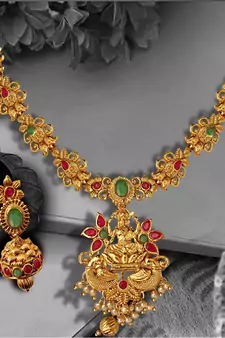 Dancing Peacock LAXMI JI Temple ZINC Necklace