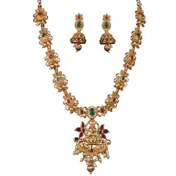 Dancing Peacock LAXMI JI Temple ZINC Necklace 2
