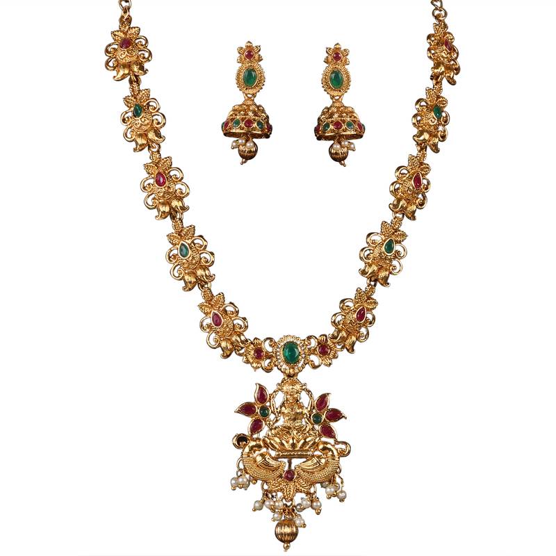 Dancing Peacock LAXMI JI Temple ZINC Necklace