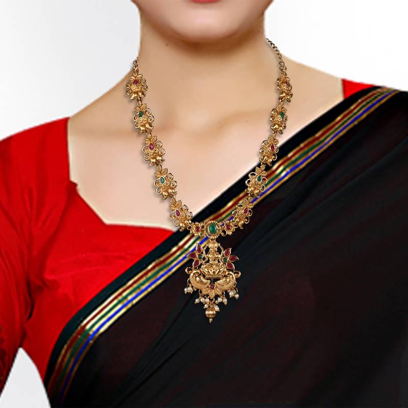 Dancing Peacock LAXMI JI Temple ZINC Necklace