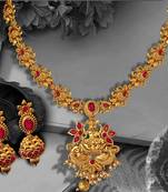 Dual Peacock Style ZINC Temple Necklace