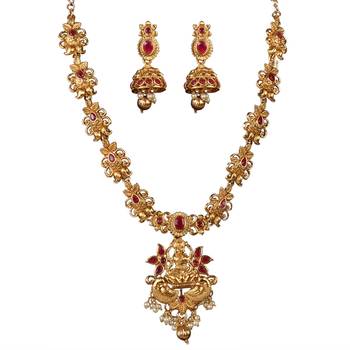 Dual Peacock Style ZINC Temple Necklace 2