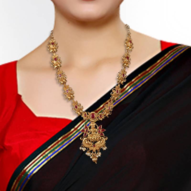 Dual Peacock Style ZINC Temple Necklace