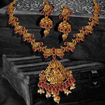 Laxmi Ji Base Multi Peacock Zinc Temple Necklace 2