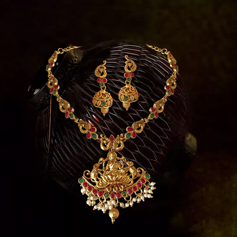 Peacock Segmented ZINC Temple Necklace