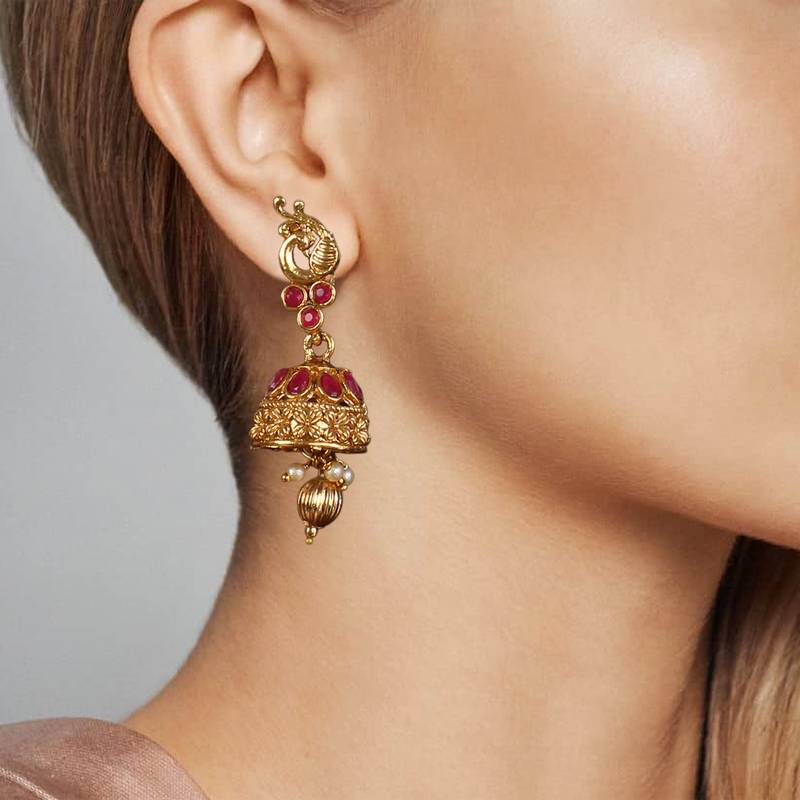 Peacock Base LAXMI JI ZINC Temple Necklace