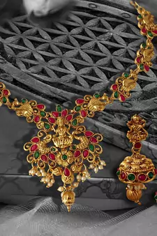 Peacock Shape Temple ZINC Necklace