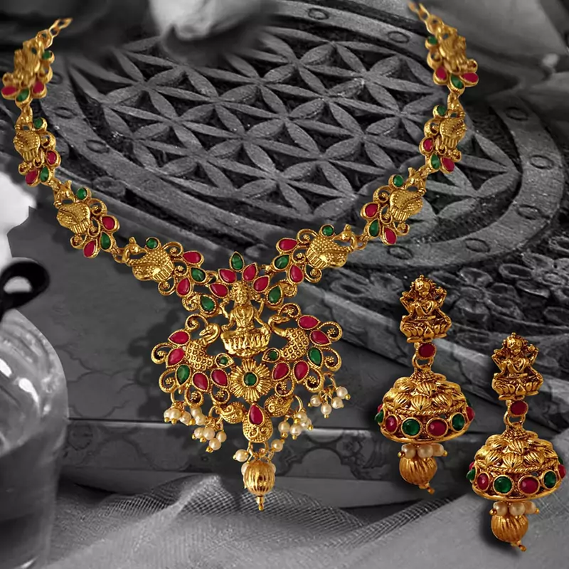 Peacock Shape Temple ZINC Necklace