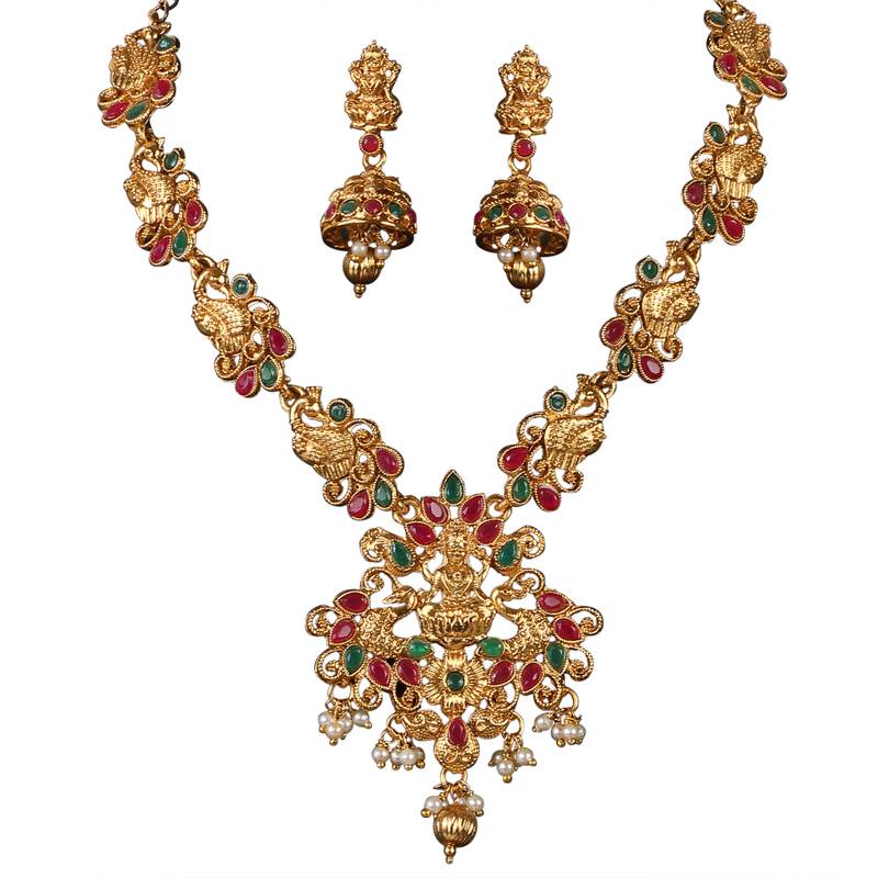 Peacock Shape Temple ZINC Necklace