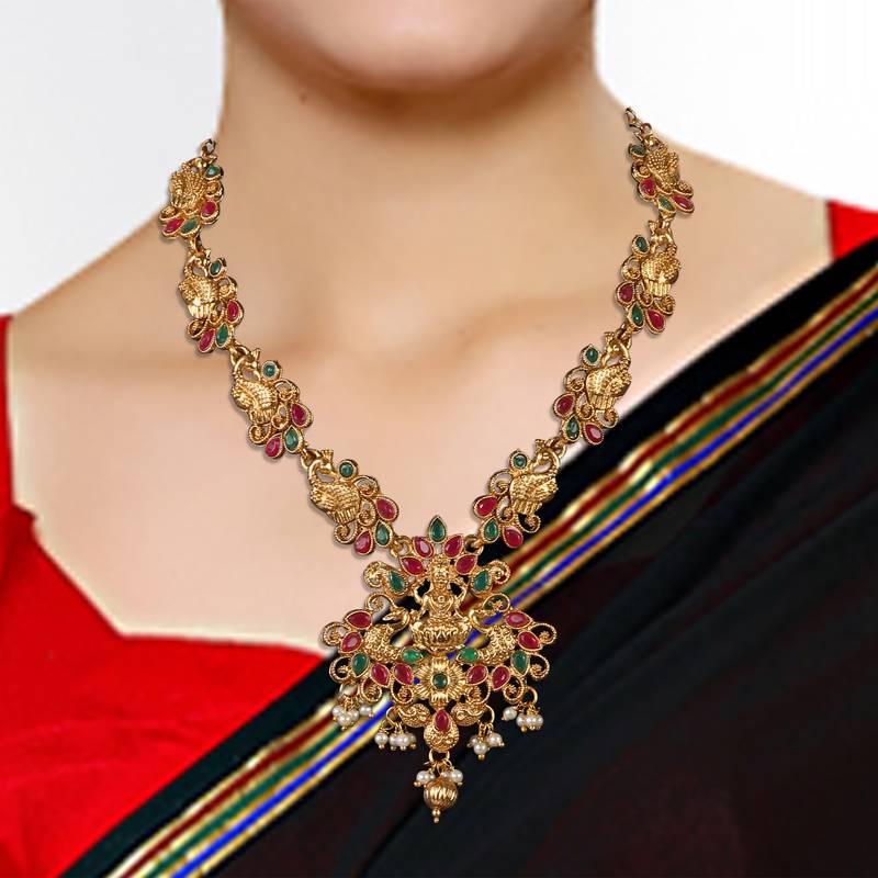 Peacock Shape Temple ZINC Necklace