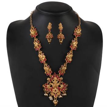 Peacock Designed Temple ZINC Necklace 2