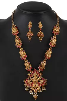 Peacock Designed Temple ZINC Necklace
