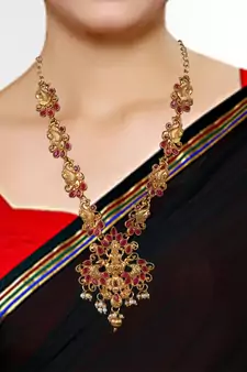 Peacock Designed Temple ZINC Necklace