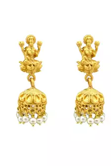 Kemp Designer Temple Laxmi Ji Doli Style Ruby Green High Gold Plated Long Necklace Jewellery Set