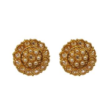 High Gold Finish U Shape Flower Design Diamond and Ruby Green Short Necklace 3