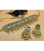 Charming Jewelry White Kundan Pearl Choker Jewelry Set