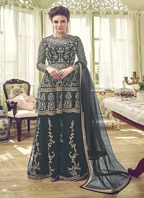 Grey embroidered net salwar 1