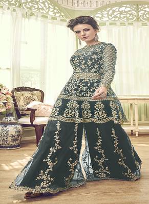 Grey embroidered net salwar 2