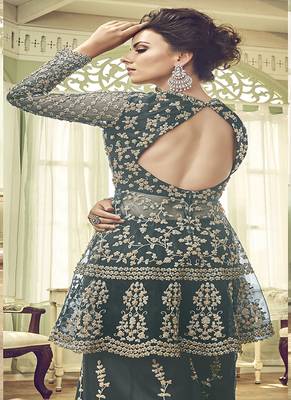 Grey embroidered net salwar 3