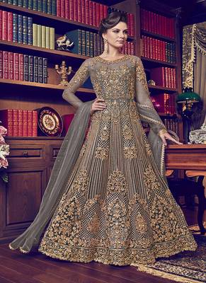 Grey embroidered net salwar 1