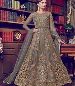 Grey embroidered net salwar