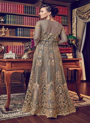 Grey embroidered net salwar 2