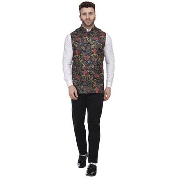 Blue Printed Jute Nehru Jacket 5