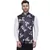 Blue Printed Satin Nehru Jacket
