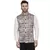 Beige Printed Pure Cotton Knitted Stretch Nehru Jacket