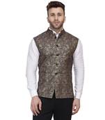 Black Printed Jacquard Nehru Jacket