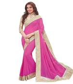 Pink Jacquard Lace Georgette  Saree With Blouse Piece.