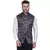 Blue Printed Satin Nehru Jacket