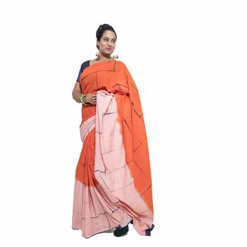 Multicolor Bagru Print Cotton Mulmul Saree With Blouse 1