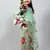 green top with attached net dupatta n floral green skirt