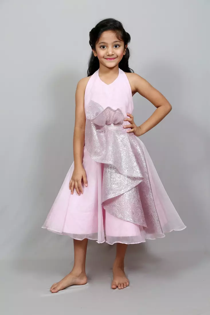 halter neck frock with frill one side