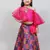 ruffled sleeves top with printed skirt