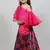 ruffled sleeves top with printed skirt